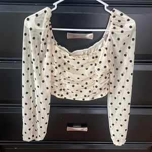Polka dot crop - sheer sleeve